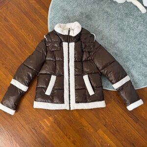 ✧ ☆ brown sherpa trim puffer jacket ☆ ✧